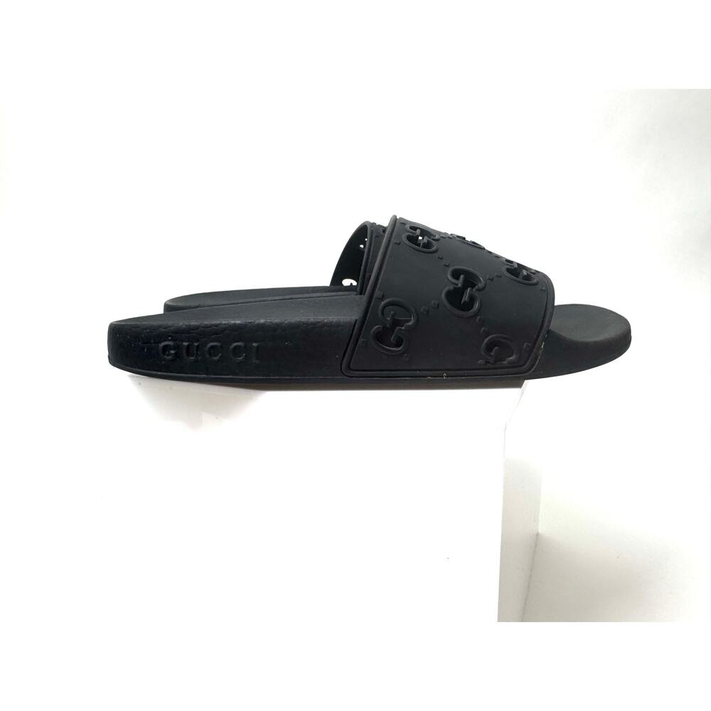 Women's Gucci Black Rubber GG Slides Size 36 - Picture 2 of 8